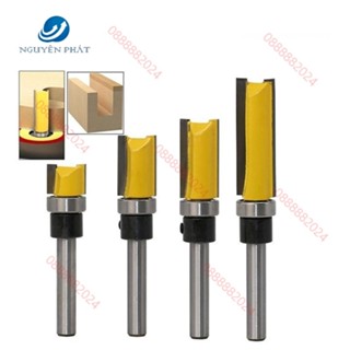  Mũi phay gỗ thẳng lấy nền có bi ngược soi bi dưới cốt bé 6.35mm Vàng MSTBD-V-TQ 