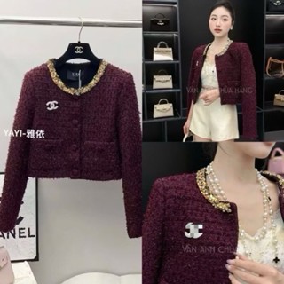 Áo dạ Tweed đính kim sa tiểu thư hàng loại 1 3 lớp dày dặn( không kèm tag x)