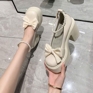 Giày búp bê nữ giày lolita nữ nơ quai ngọc cổ thấp đế cao 10cm ulzzang  phong cach Hàn Quốc G88 đi chơi đi làm