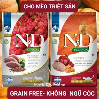 5kg 1kg5 Hạt N&D cho Mèo triệt sản Natural and Delicious Neutered Pumpkin Duck, Quinoa Quail Farmina