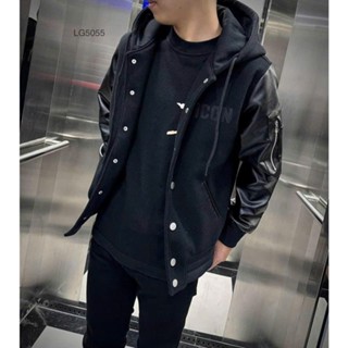 Áo khoác DSQ iCON Chữ Thêu Phối Tay Da, Áo 2 Lớp Phong Cách Boy Phố - Ao Khoác icom 2 Lớp Chất Nỉ Phối Tay Da Chữ Thêu