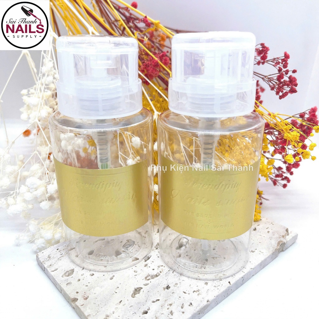Bình đựng axeton tem vàng     Nail