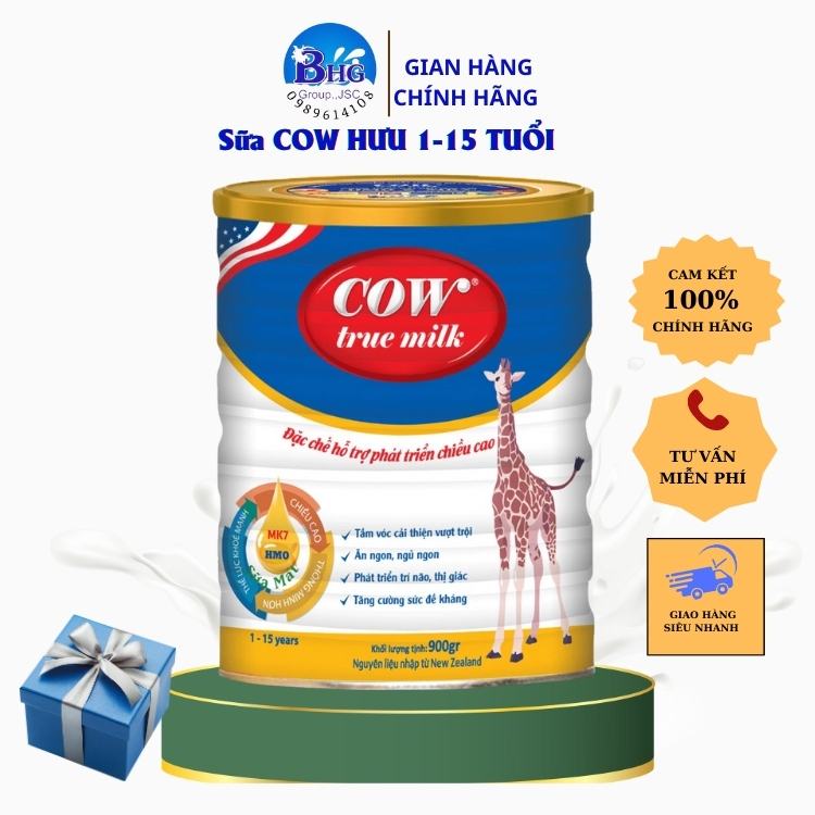 Sữa Bột Cow True Milk Hươu cao cổ 900g - Phát Triển Chiều Cao, Tầm Vóc, Thông Minh
