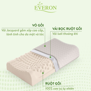 [Ruột + vỏ] Gối cao su Everon 40*60cm LATEX CONTOUR NEW chính hãng cao 10-12cm