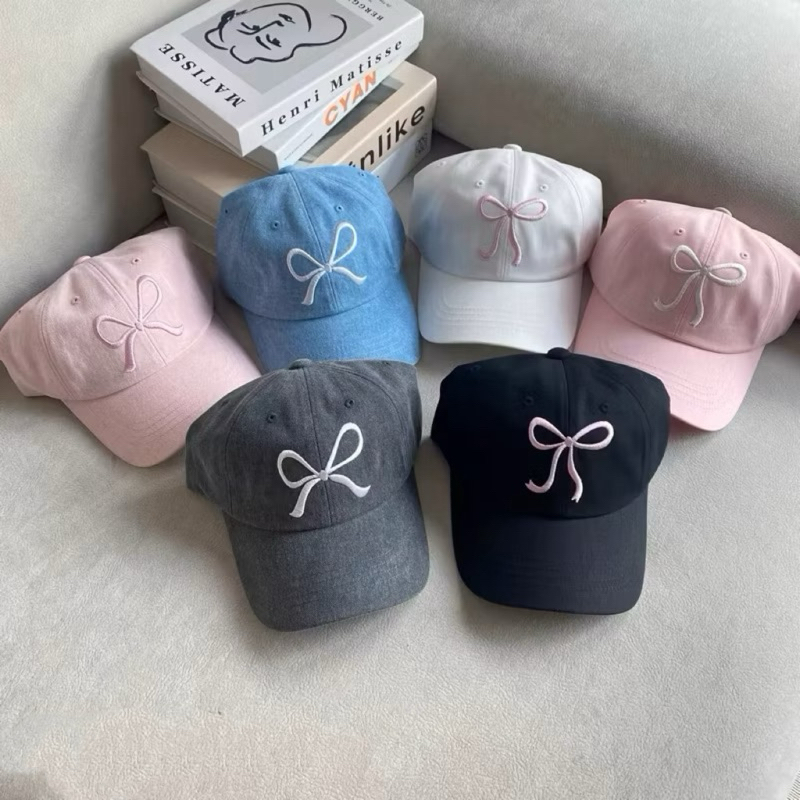 [Ảnh Thật] Nón lưỡi trai CAPSAIGON thêu NƠ trendy phom mềm basic Hàn Quốc siêu xinh cute hạt me