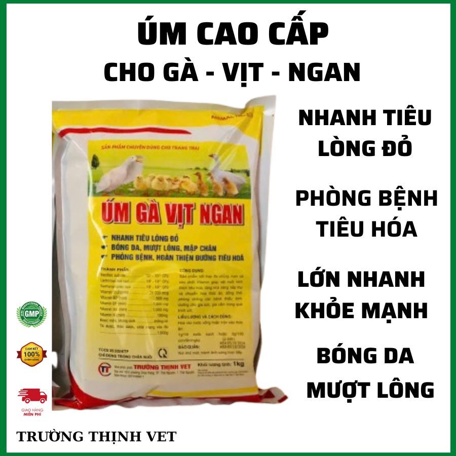 Úm gà, vịt, ngan, cút gói 1kg. Nhanh tiêu lòng đỏ, khỏe, lớn nhanh đồng đều. Thú y Trường Thịnh