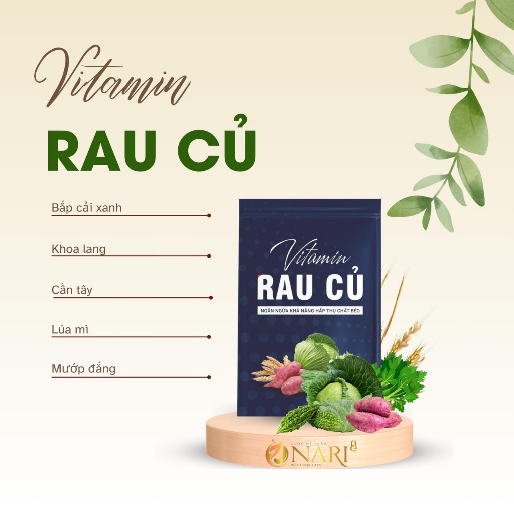 Bộ đôi hỗ trợ giảm béo bứa Nari tặng ngay vitamin rau củ chỉ giảm mỡ không tác dụng phụ hộp 30 viên