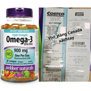 Dầu cá Omega 3 tinh khiết hãng Webber Naturals, bổ mắt, tăng cường trí não tim mạch