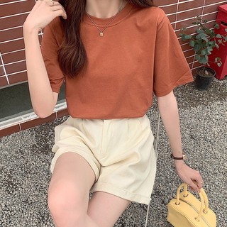 Áo phông thun trơn form rộng tay lỡ, cotton khô thoáng mát