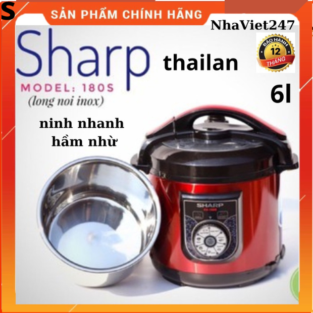Nồi áp suất điện Shapp-KS 226-6Lit-nồi hầm đa năng-ninh cháo-hầm xương-nấu cơm-nồi tốt,đẹp,giá rẻ