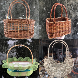 Giỏ cắm hoa,Làn hoa, giỏ mây tre đan dạng lưới , cắm hoa, đựng hoa quả, túi xách tay