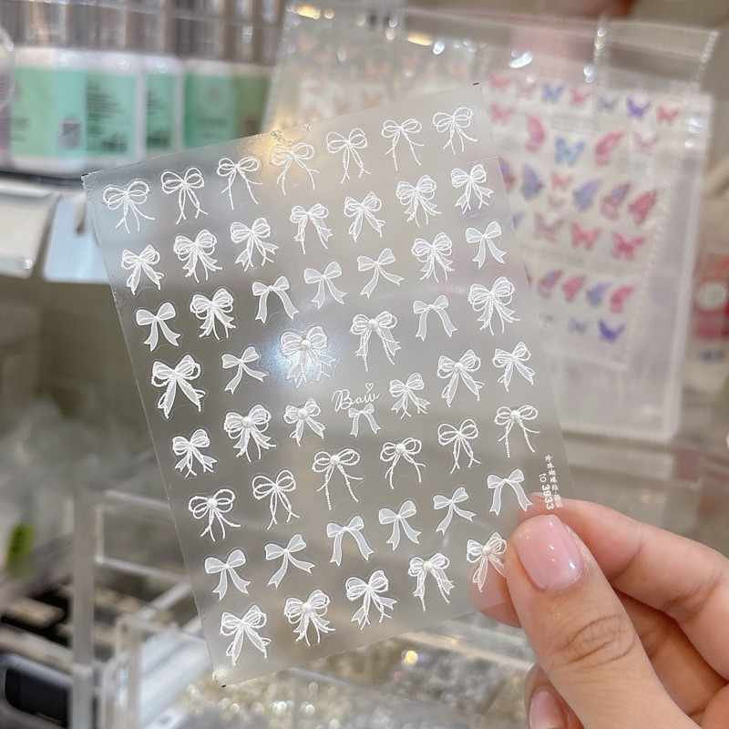 sticker nơ nail lụa 5D dán móng tay cao cấp -tib nail
