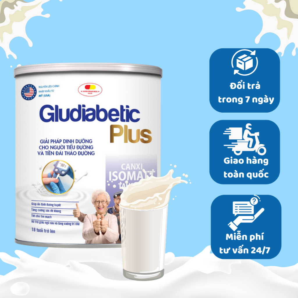 Sữa Bột GluDiabetic Plus Hỗ Trợ Dinh Dưỡng Người Tiểu Đường