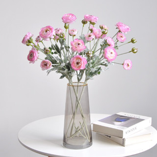 Hoa Trà Mao Lương 6 bông&nụ, cành phủ nhung cao cấp, hoa nhân tạo