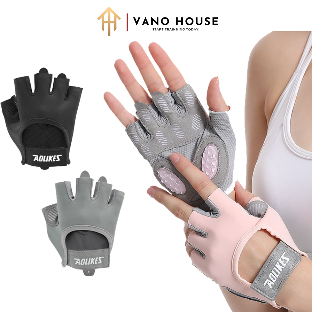 Găng Tay Tập Gym AOLIKES Yoga, Đạp Xe Chất Liệu Thoáng Khí Đệm Silicon Chống Chai Chống Trượt  AL121