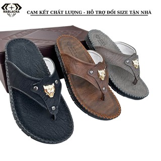 Dép da nam quai kẹp MABLACKA cao cấp,kiểu dáng xỏ ngón,đế doctor chống trơn trượt ,dép nam đẹp - K93