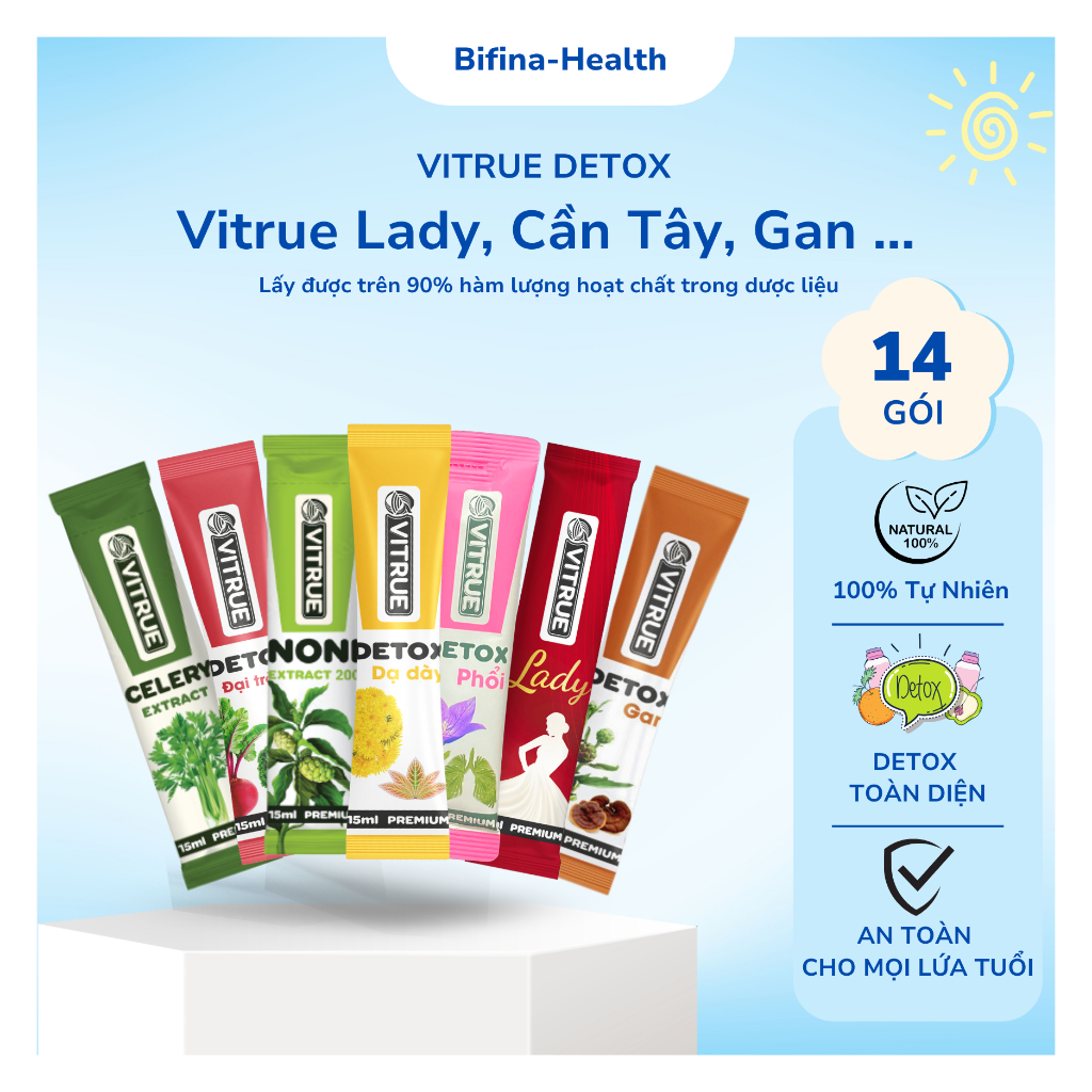 Vitrue Detox Gan, Vitrue Detox Phổi, Vitrue Detox Dạ Dày, Vitrue Detox Đại Tràng, Vitrue Cần Tây- LẺ