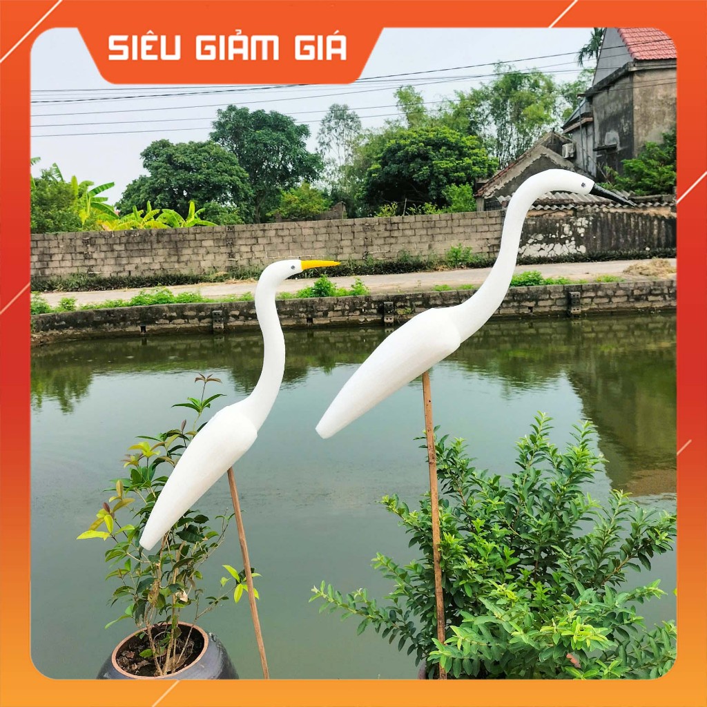 cò ngàng xốp dẻo ,cò xốp trắng trí sân vườn decor