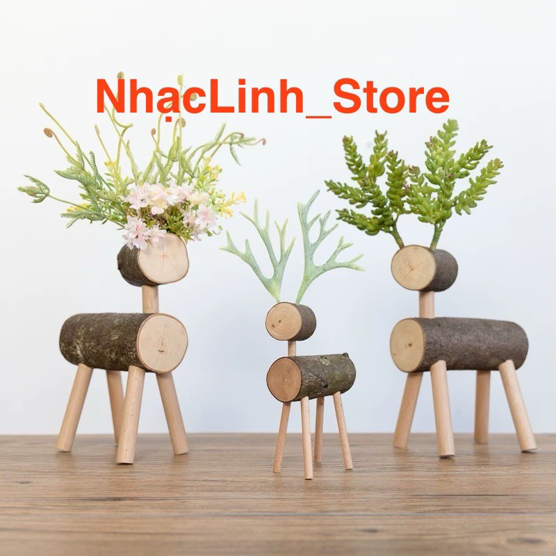 Con nai bằng gỗ dùng decor trang trí noel