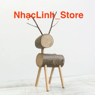 Con nai bằng gỗ dùng decor trang trí noel