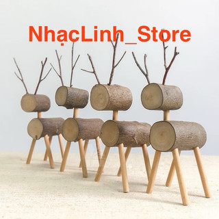 Con nai bằng gỗ dùng decor trang trí noel