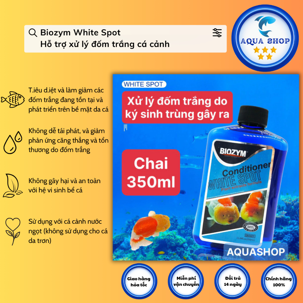 Biozym White Spot - Hỗ trợ xử lý đốm trắng cá cảnh