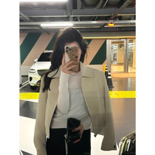 Áo khoác da lộn nữ dáng ngắn khóa kéo Simida Quảng Châu cao cấp