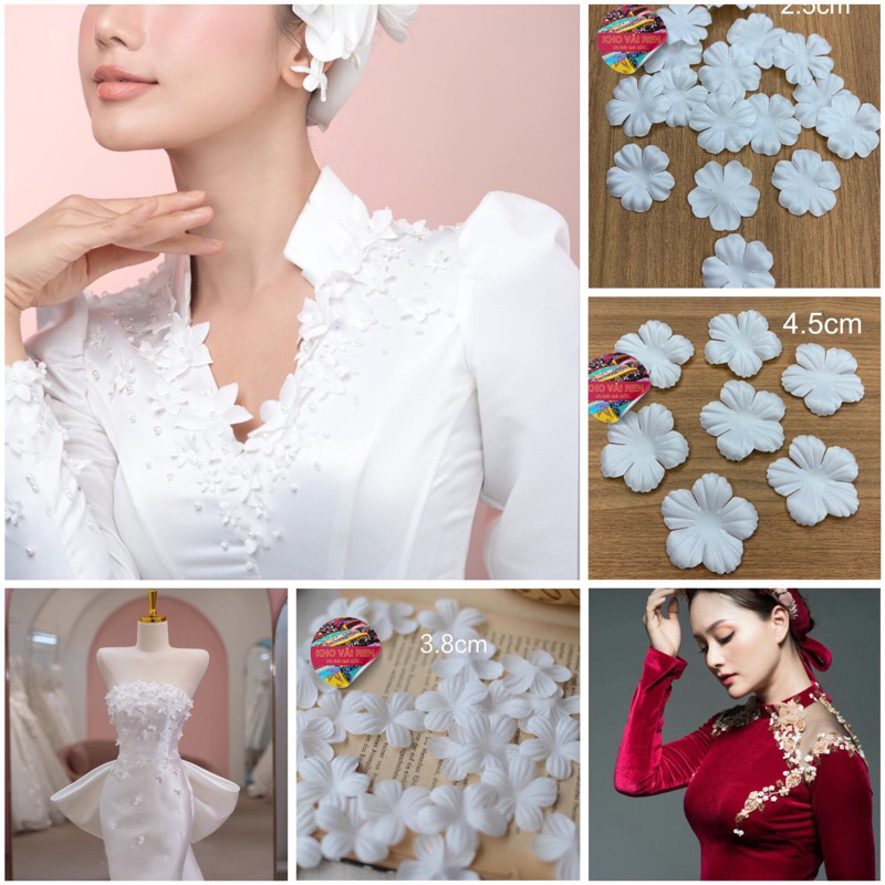 Hoa lụa cánh đính váy áo,lúp cô dâu