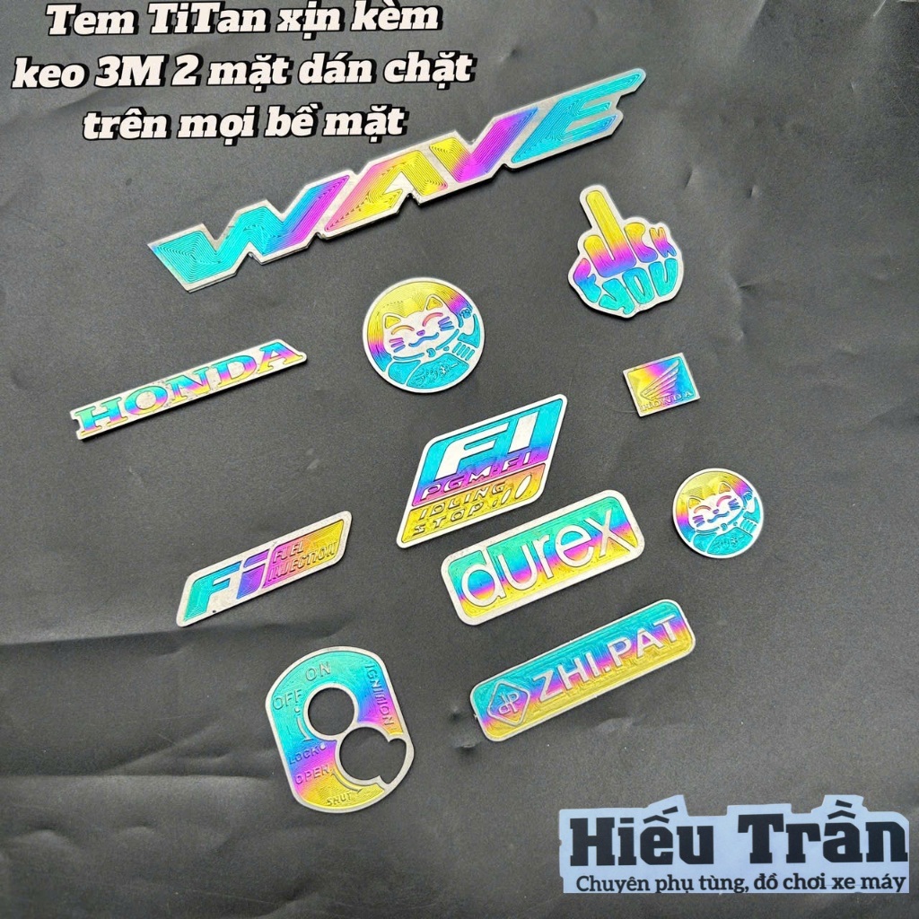 Tem titan Xịn dán trang trí có sẵn keo 3M 2 mặt chắc chắn dán màu tươi đẹp Nhãn Dán