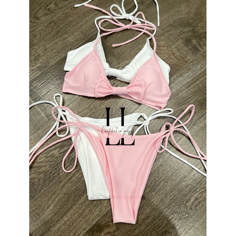 Bikini 2 Mảnh Nữ L&L BIKINI Dây Cột Cổ Nơ Ngực Gợi Cảm Freesize Màu Hồng Trắng Đi Biển - L02 | BigBuy360 - bigbuy360.vn