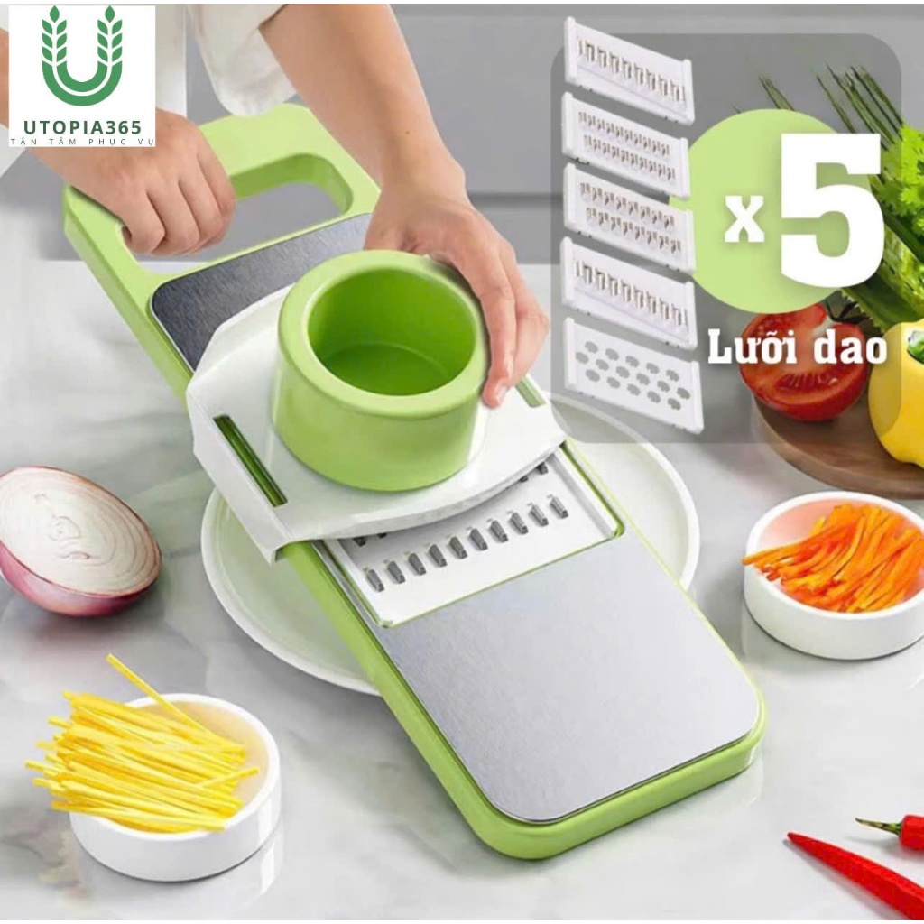 Bộ nạo rau củ quả 5 lưỡi dao INOX 304 không gỉ bào rau củ đa năng cao cấp đa năng tiện dụng nhà bếp