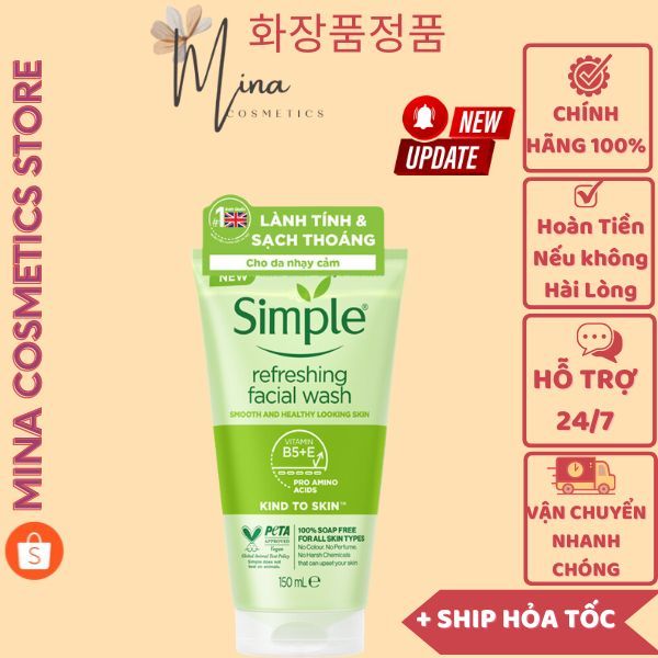 Sữa rửa mặt [Sạch 100%-Hàng Auth] Sữa rửa mặt simple (150ml)