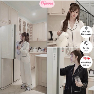 pijama dài tay chất liệu lụa latin cao cấp, đồ bộ mặc nhà nữ , đồ ngủ nữ free size <60kg