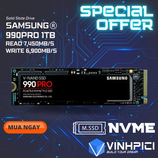 Ổ cứng SSD Samsung 990 PRO 1TB Gen4 x4 M.2 2280 (Đọc 7450MB/s, Ghi 6900MB/s) [NEW]