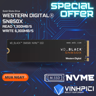 Ổ cứng SSD Western Digital SN850X Black 1TB Gen4 x4 M.2 2280 (Đọc 7300MB/s, Ghi 6300MB/s) [NEW]