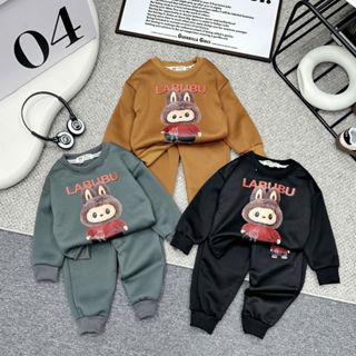  Bộ thu đông bé trai - Set quần áo thun nỉ Labubu áo phông dài tay và quần dài jogger cho bé từ 10-22 kg - SUN KID'S 