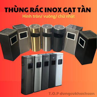 Thùng Rác Gạt Tàn Inox (Chữ nhật, vuông, tròn), Thùng Rác Inox Có Gạt Tàn