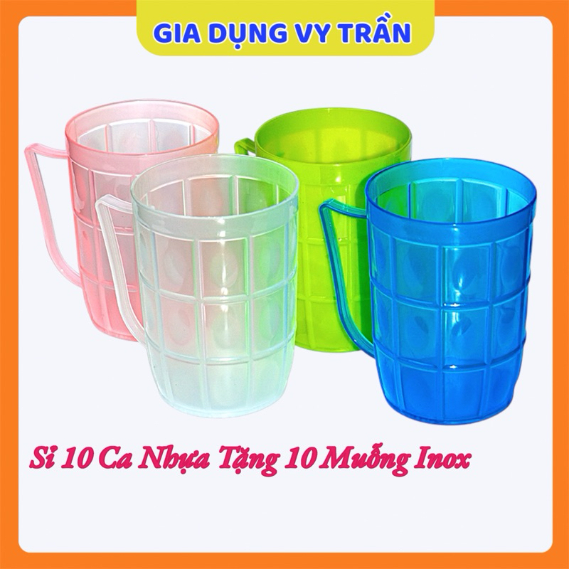 Sỉ 10 CA NHỰA NHIỀU MÀU LY CỐC NHỰA UỐNG BIA CA NƯỚC MÍA UỐNG NƯỚC