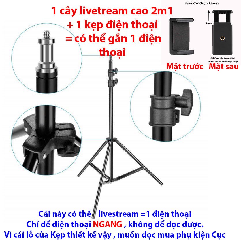 Bộ Cây livestream 5 điện thoại, Tripod 360 độ , Gậy chụp ảnh 3 chân, Cây livestream quay video
