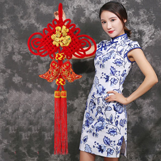 Dây treo Khánh liễng Tết thắt dây đỏ và chữ Phúc cá chép cả năm dư dã