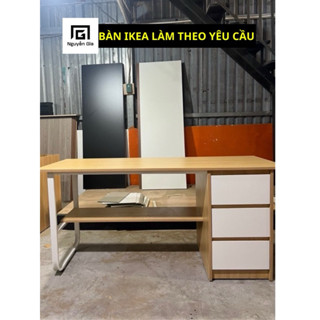( HỖ TRỢ LẮP RAP HCM) bàn ikea có 3 ngăn kéo , kệ sách [ Free ship lắp ráp ]