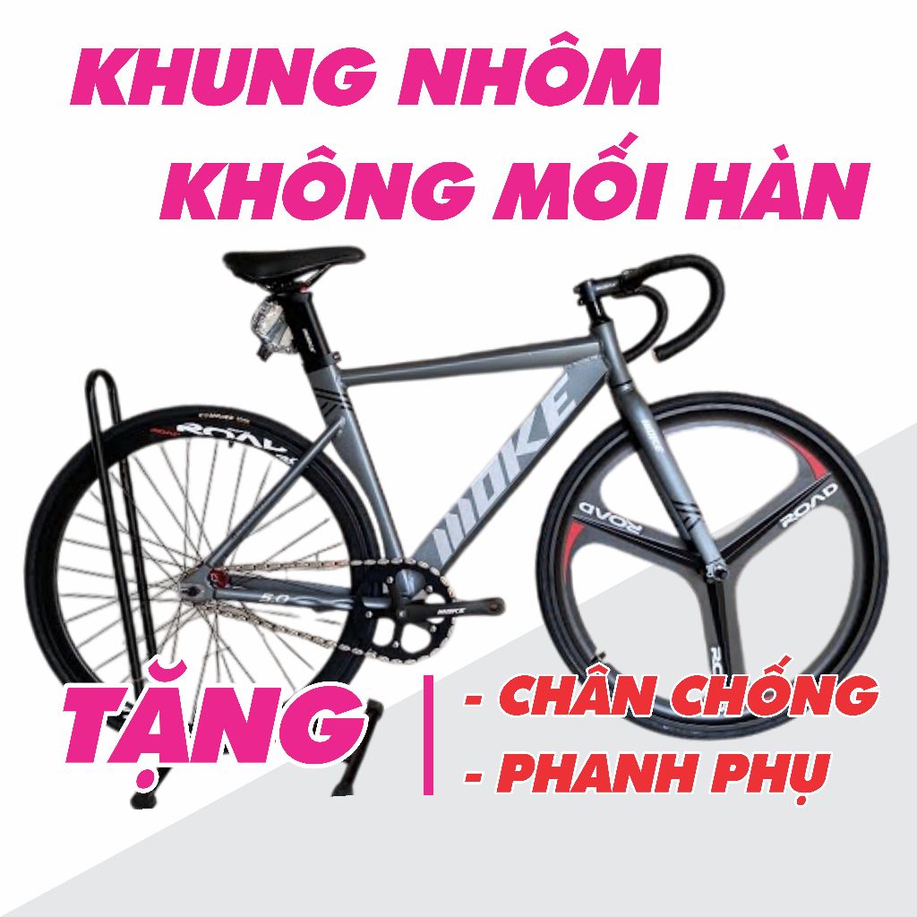 Xe đạp Fixed Gear -  khung nhôm TẶNG CHÂN CHỐNG VÀ PHANH