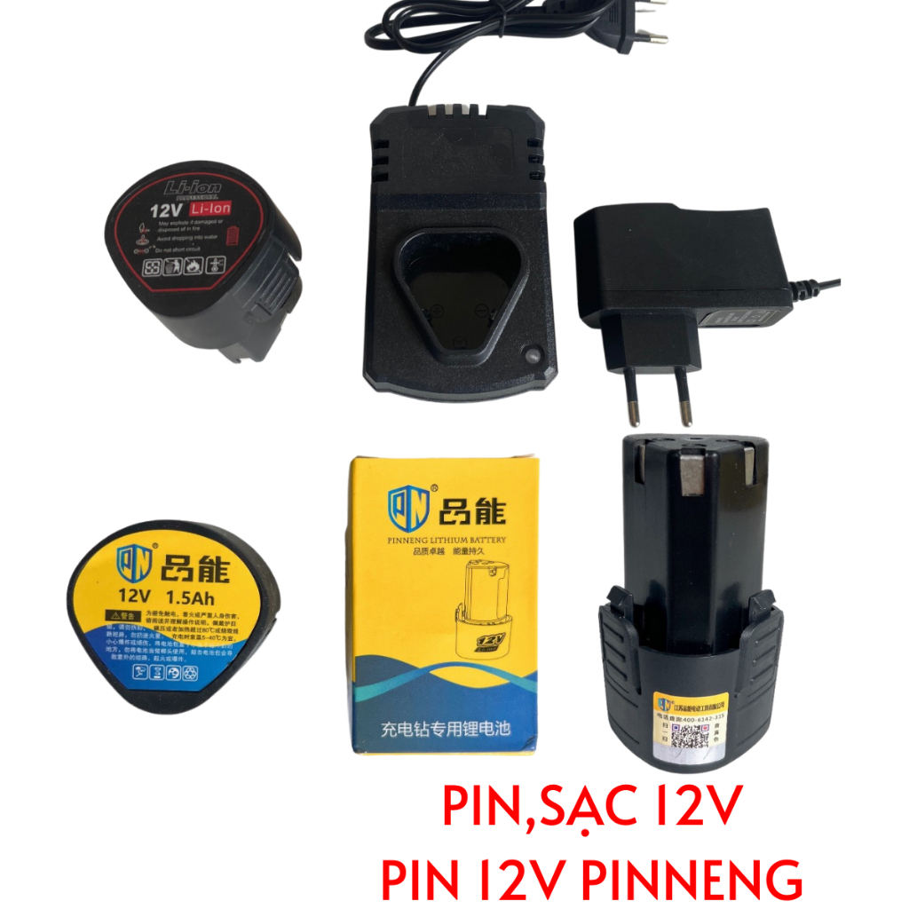 Pin 12V ,Sạc 12V Dùng Cho Máy Khoan Pin Bắt Vít 12V, Pin 3 Cell Tam Giác Tiện Dụng