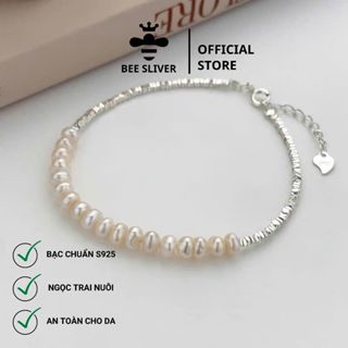  Lắc tay bạc nữ hạt vỡ mix kèm ngọc trai nuôi vòng tay ngọc trai nuôi QH9210 