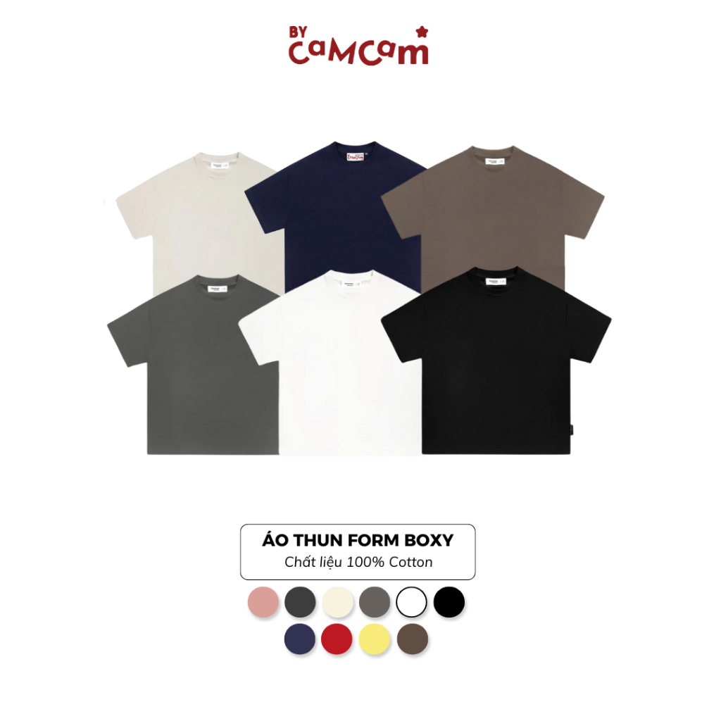Áo Thun Trơn Cotton Form Boxy 𝑩𝒚𝒄𝒂𝒎𝒄𝒂𝒎 100% Cotton Nam Nữ Unisex ATN005 | BigBuy360 - bigbuy360.vn