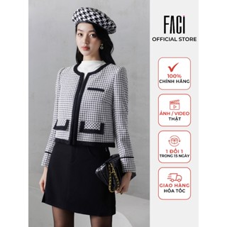 Áo Khoác Dạ Tweed Nữ FACI Tweed Sachsen Chất Vải Dệt Thiết Kế Dáng Ngắn Cổ Tròn Thanh Lịch, Sang Chảnh FA23165/FA23168