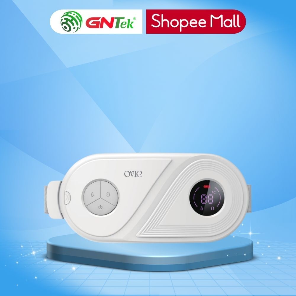 Máy massage chườm nóng Ovie giảm đau bụng kinh nguyệt, Đai matxa làm ấm nhiệt hồng ngoại cao cấp