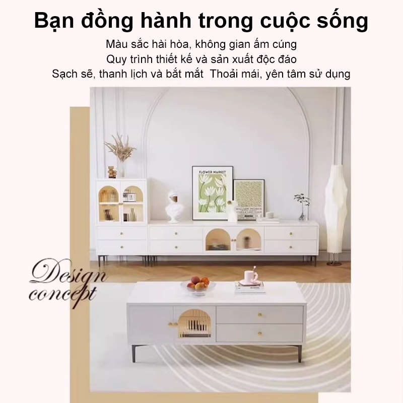 MY Bộ Tủ kệ tivi và bàn trà sofa đẹp có ngăn kéo phong cách hiện đại sang trọng, chống nước | BigBuy360 - bigbuy360.vn