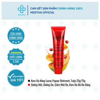  Kem Đa Năng Lucas Papaw Ointment - Dưỡng Môi Dưỡng Da Giảm Khô Da Kem Đu Đủ Đa Năng  Tuýp 25g  