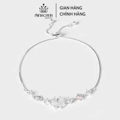 Lắc Tay Cỏ 4 Lá Đính Đá Lấp Lánh Kiểu Dây Rút Bạc 925 Cao Cấp - Minh Canh Jewelry